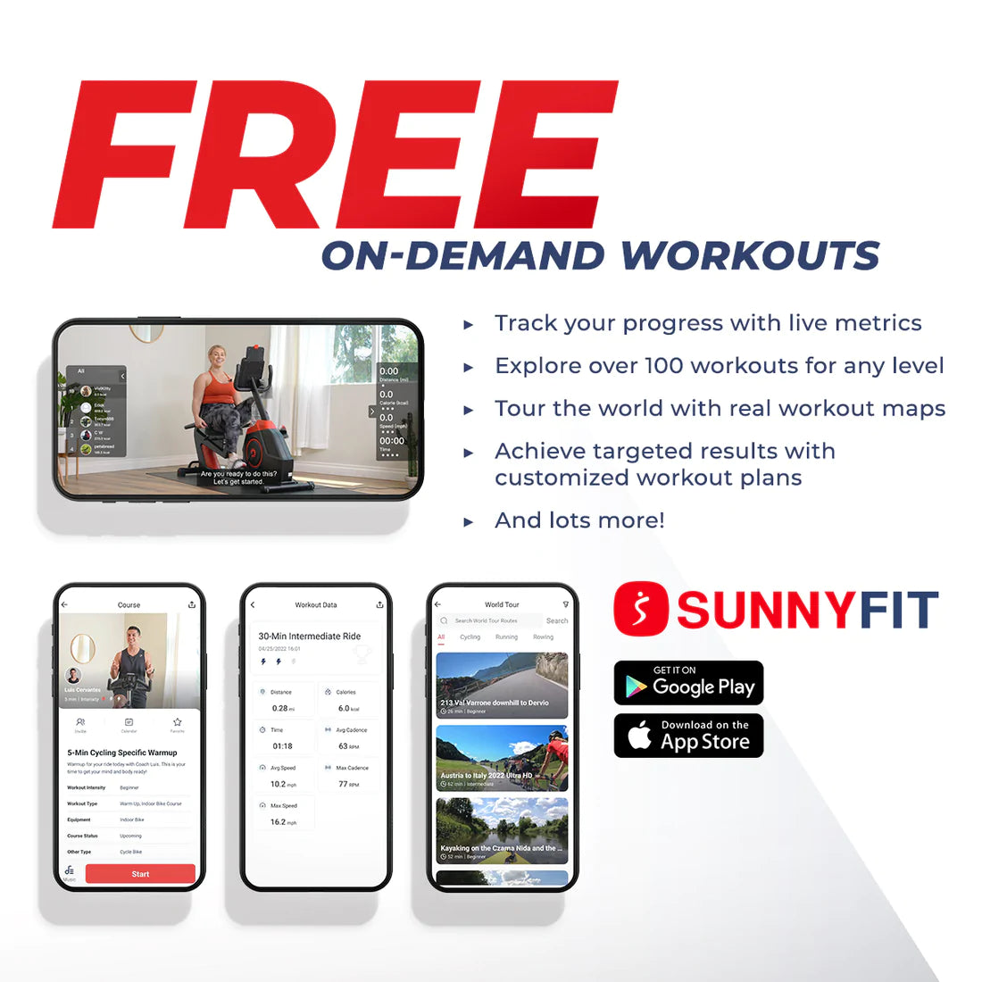 Sunny Health & Fitness Performance Interactive Series Recumbent Exercise Bike with Exclusive SunnyFit™ App Enhanced Bluetooth Connectivity - SF-RB420031