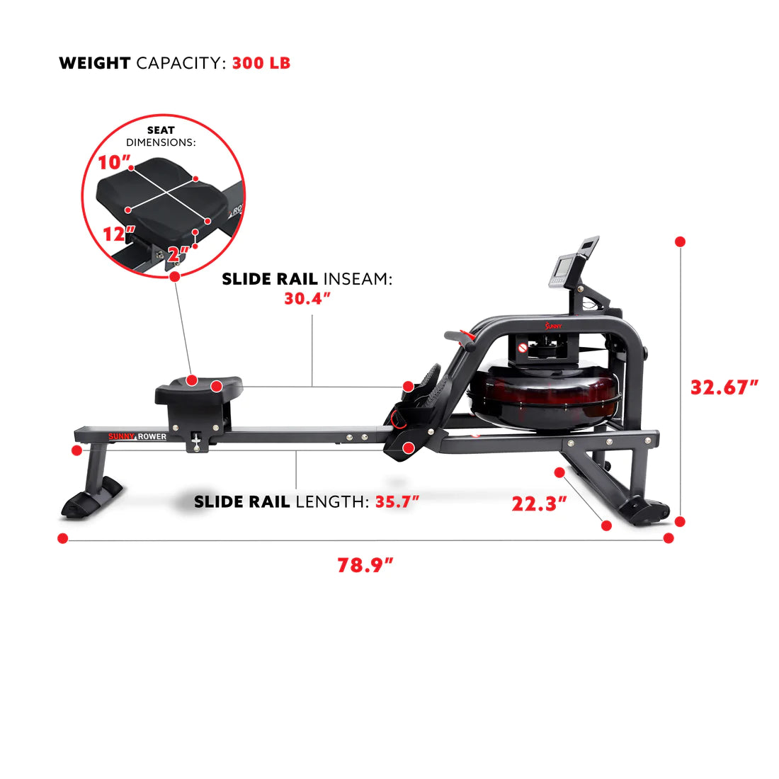 Smart Obsidian Surge 500 m Water Rowing Machine SF-RW5713SMART