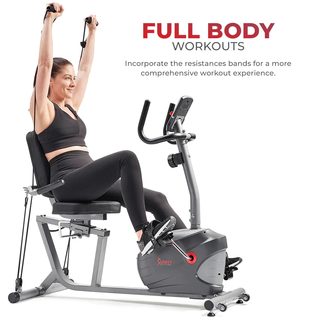 Sunny Health & Fitness Performance Interactive Series Recumbent Exercise Bike with Exclusive SunnyFit™ App Enhanced Bluetooth Connectivity - SF-RB420031