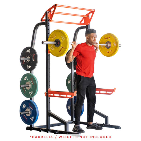 Sunny Health & Fitness Power Zone Half Rack Heavy Duty Performance Power Cage with 1000 LB Weight Capacity – SF-XF9933