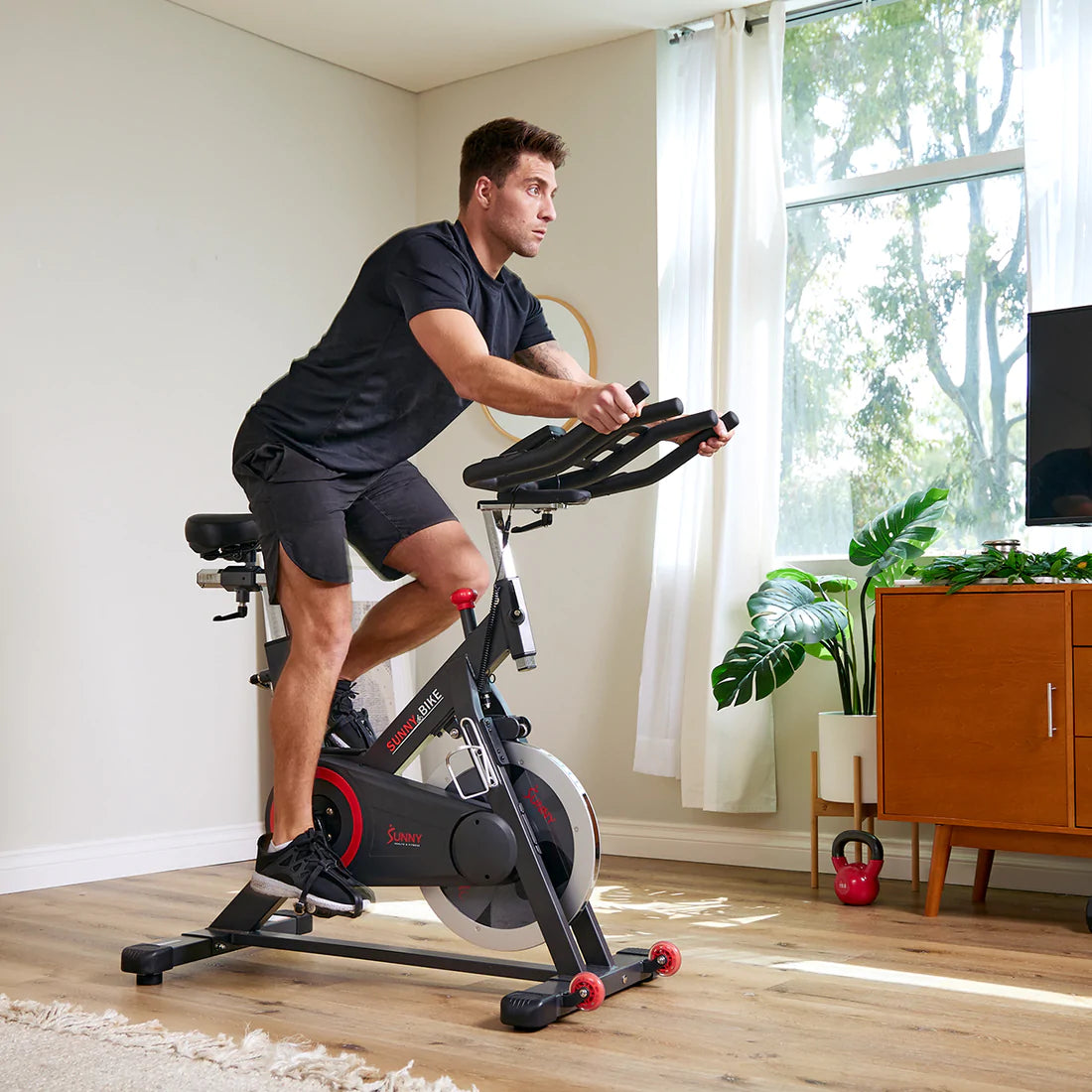 Sunny Health & Fitness Premium Indoor Cycling Smart Stationary Bike with Exclusive SunnyFit® App Enhanced Bluetooth Connectivity SF-B1805SMART