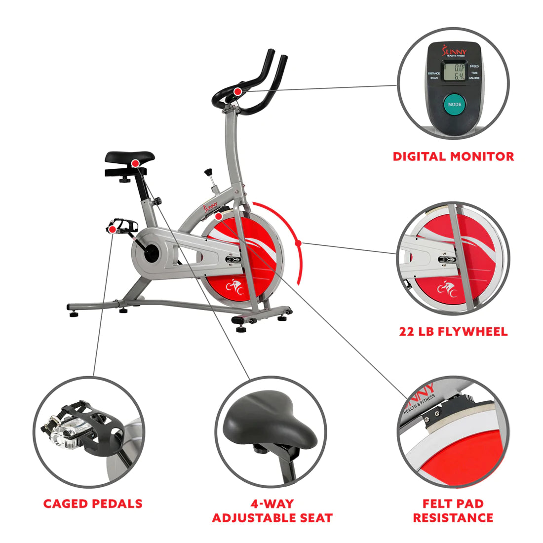 Sunny Health & Fitness Indoor Cycling Bike SF-B1203