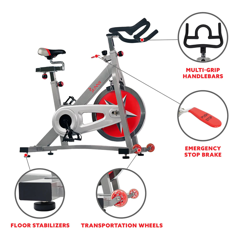 Sunny Health & Fitness 40 lb Flywheel Chain Drive Pro Indoor Cycling Exercise Bike SF-B901