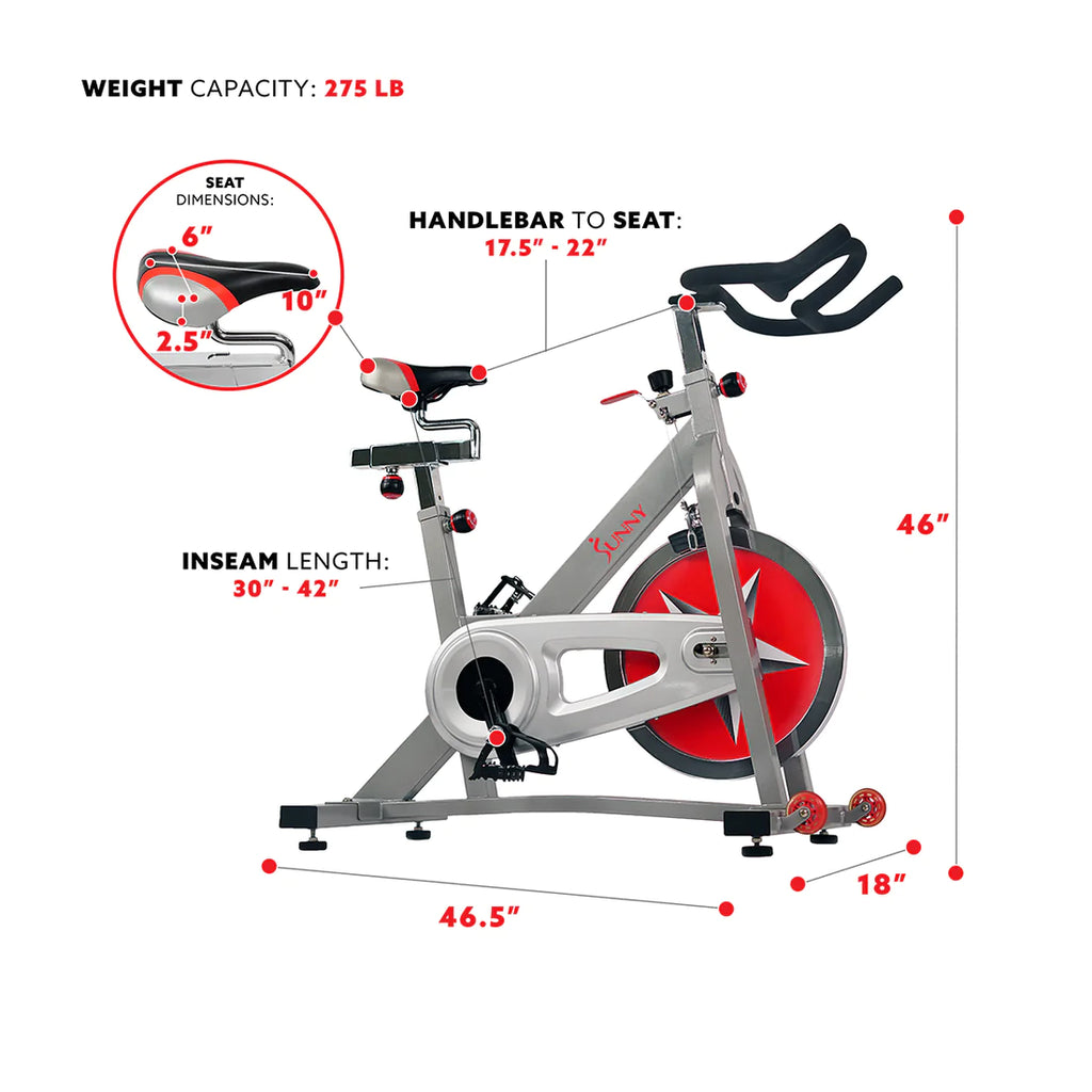 Sunny Health & Fitness 40 lb Flywheel Chain Drive Pro Indoor Cycling Exercise Bike SF-B901