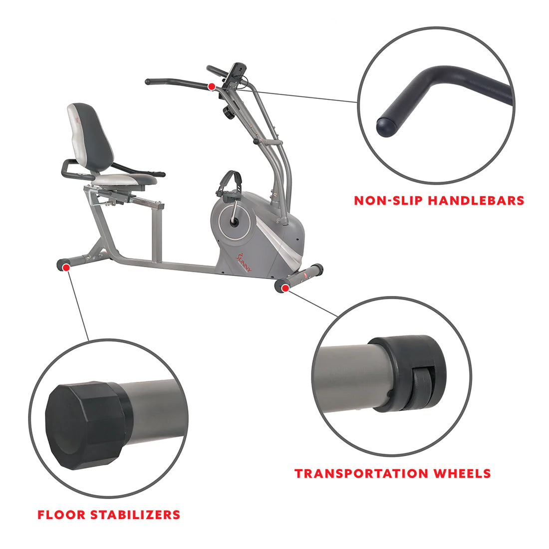 Sunny Health & Fitness Cross Trainer Magnetic Recumbent Bike with Arm Exercisers - SF-RB4936