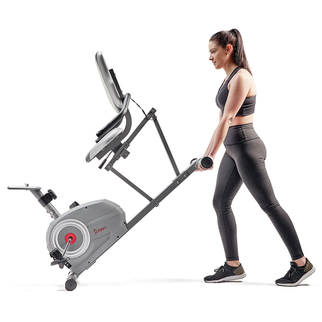 Sunny Health & Fitness Essentials Series Magnetic Smart Recumbent Bike with Exclusive SunnyFit® App Enhanced Bluetooth Connectivity SF-RB422003