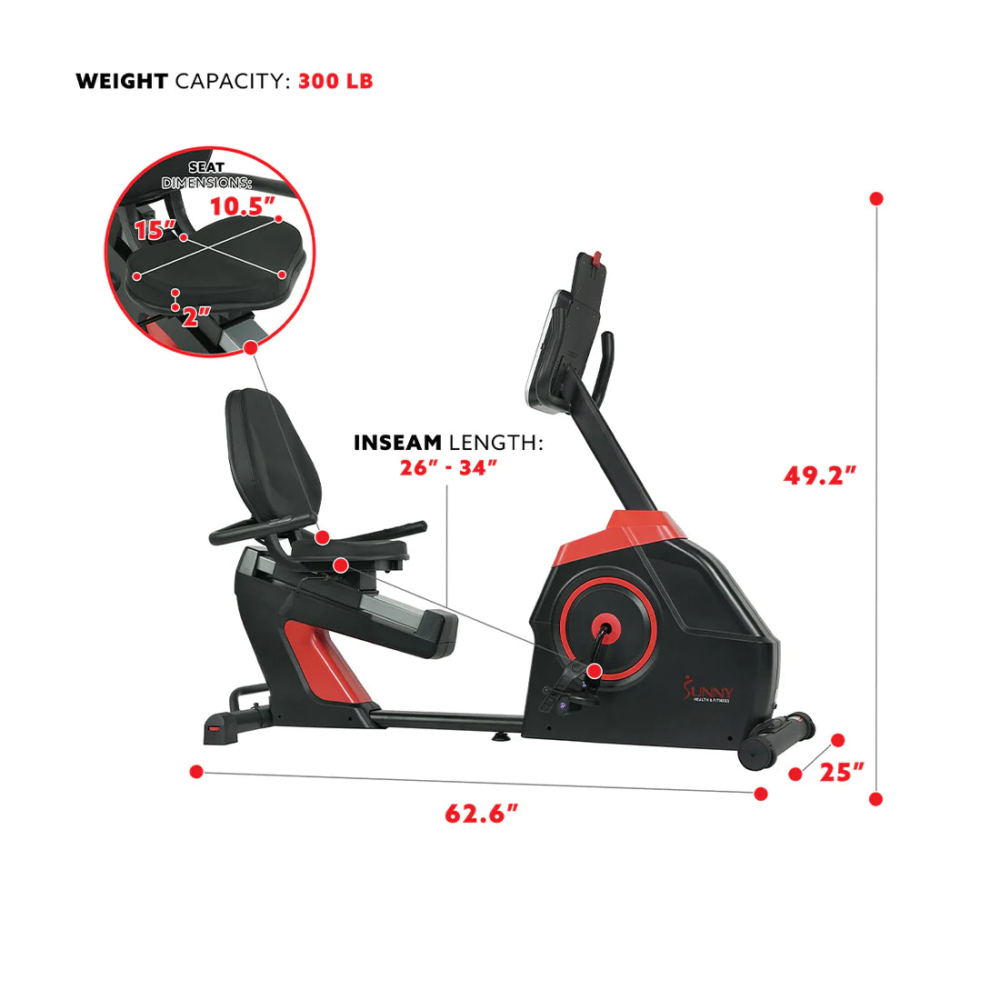 Sunny Health & Fitness Evo-Fit Recumbent Bike Electro-Magnetic Cardio Fitness - SF-RB4954