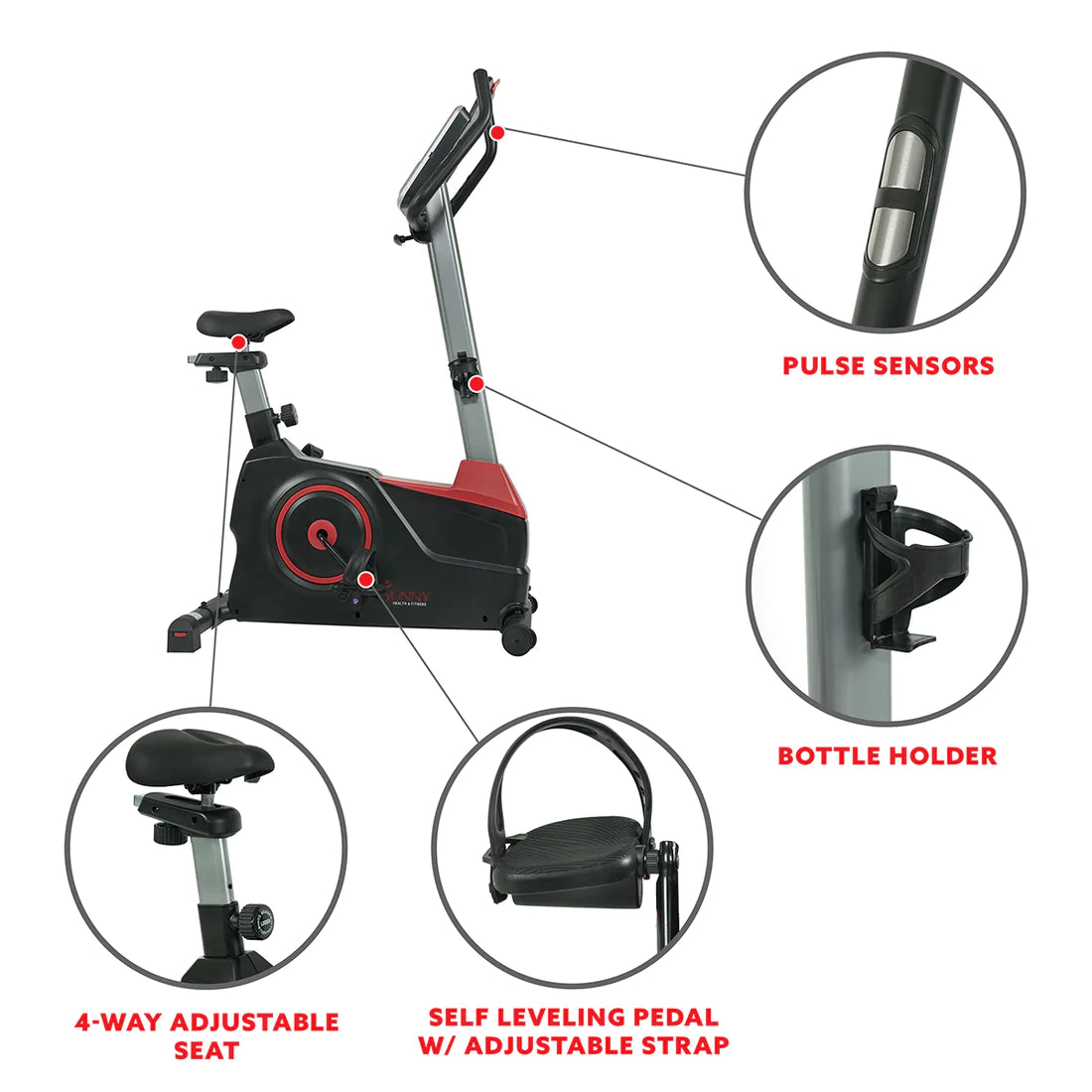 Sunny Health & Fitness Evo-Fit Stationary Upright Bike with 24 Level Electro-Magnetic Resistance - SF-B2969