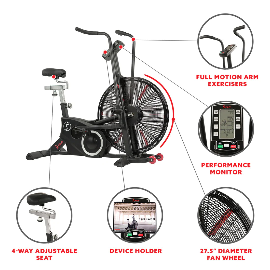 Sunny Health & Fitness Tornado LX Air Bike SF-B2729