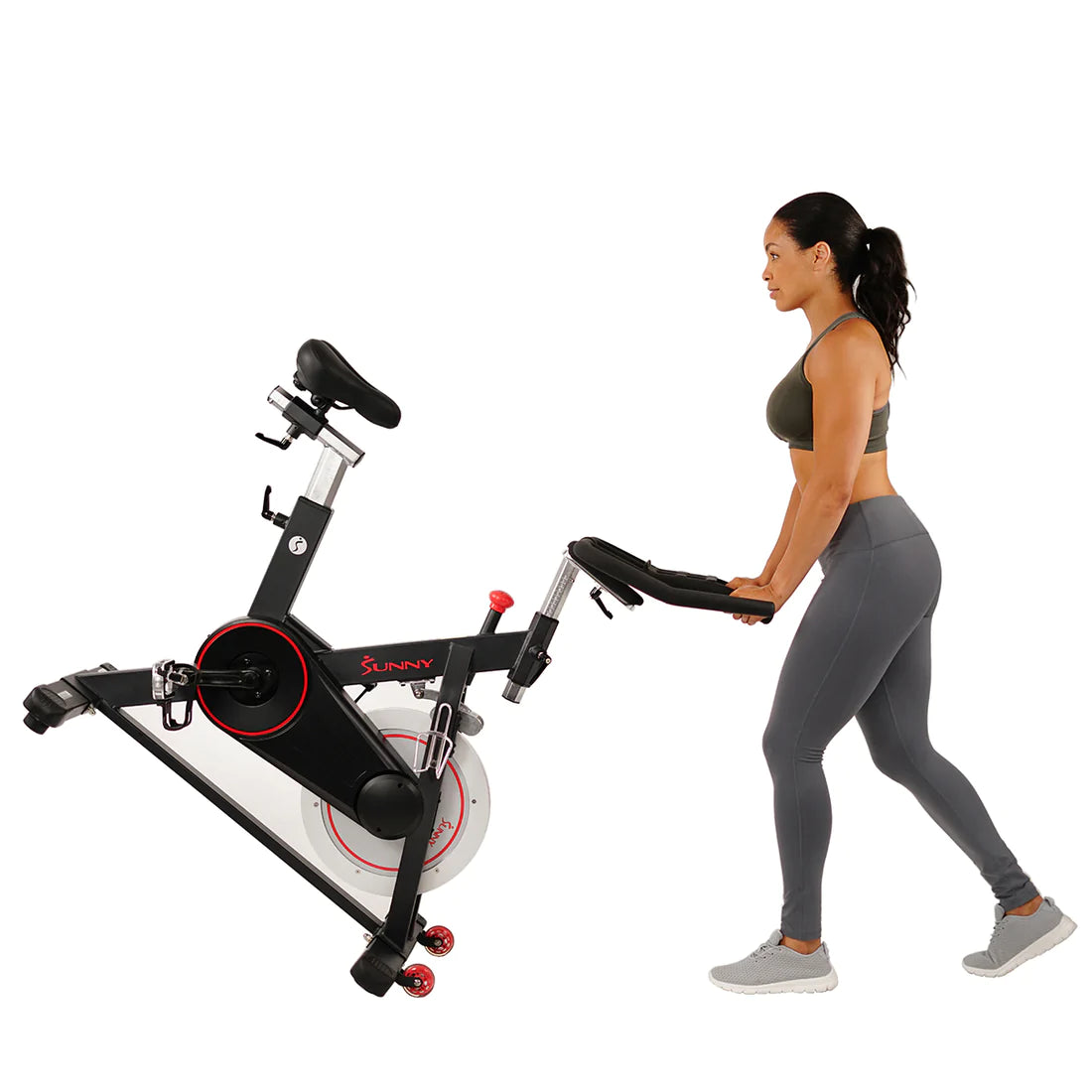 Sunny Health & Fitness Magnetic Belt Drive Indoor Cycling Bike with 44 lb Flywheel and Large Device Holder - SF-B1805