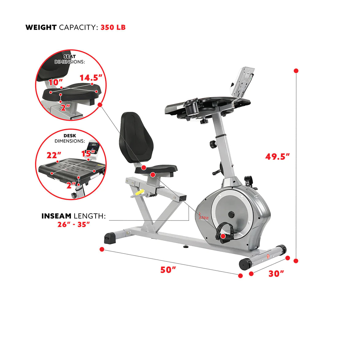 Sunny Health & Fitness SF-RBD4703 Convertible Recumbent Bike