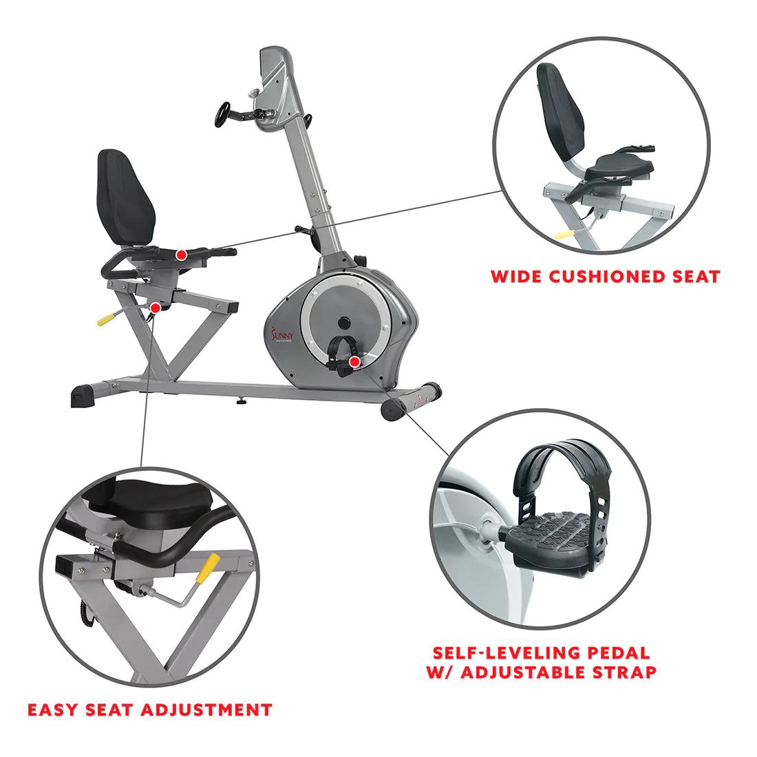 Sunny Health & Fitness Recumbent Bike with Arm Exerciser SF-RB4631