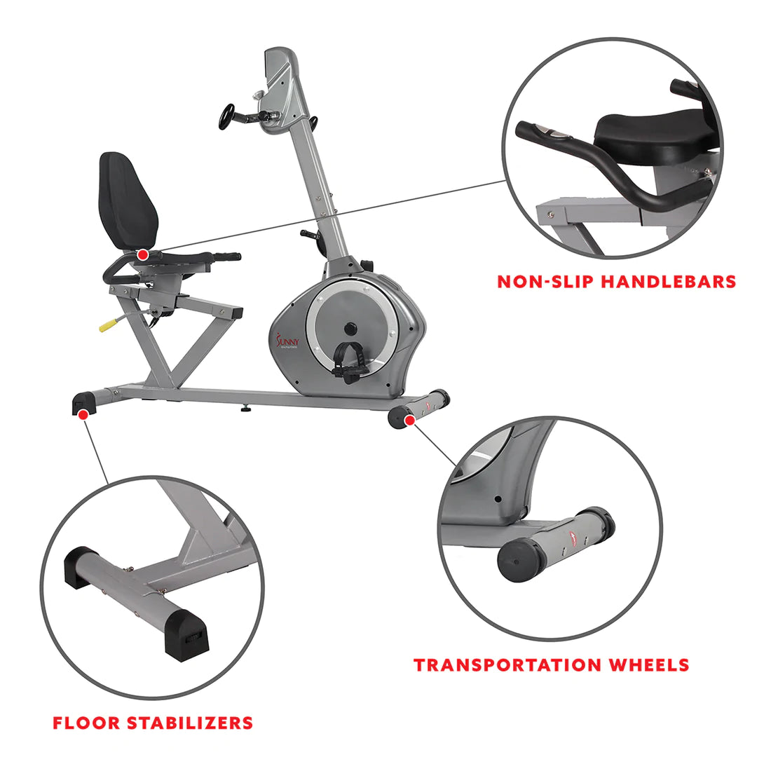 Sunny Health & Fitness Recumbent Bike with Arm Exerciser SF-RB4631