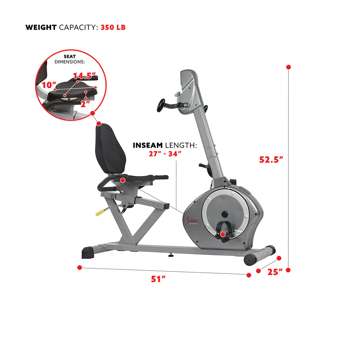 Sunny Health & Fitness Recumbent Bike with Arm Exerciser SF-RB4631