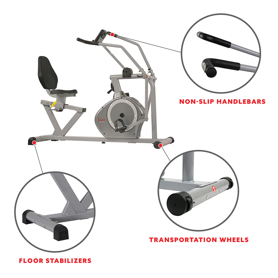 Sunny Health & Fitness Cross Training Magnetic Recumbent Bike SF-RB4708