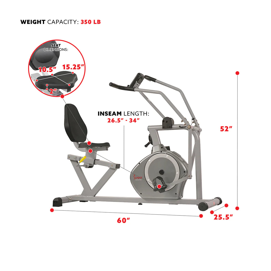 Sunny Health & Fitness Cross Training Magnetic Recumbent Bike SF-RB4708