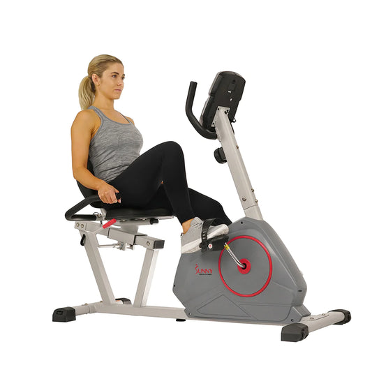 Sunny Health & Fitness Magnetic Recumbent Exercise Bike with Silent Belt Drive, Performance Monitor - SF-RB4953