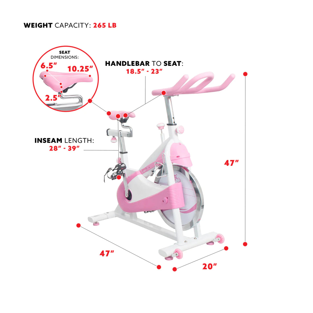 Sunny Health & Fitness P8150 Pink Belt Drive Premium Indoor Cycling Bike