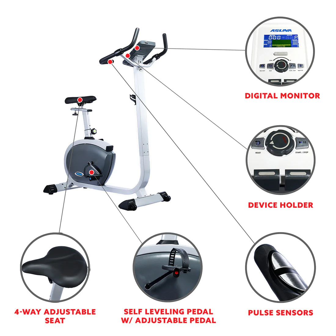 ASUNA 4200 Upright Bike Sunny Health & Fitness 4200