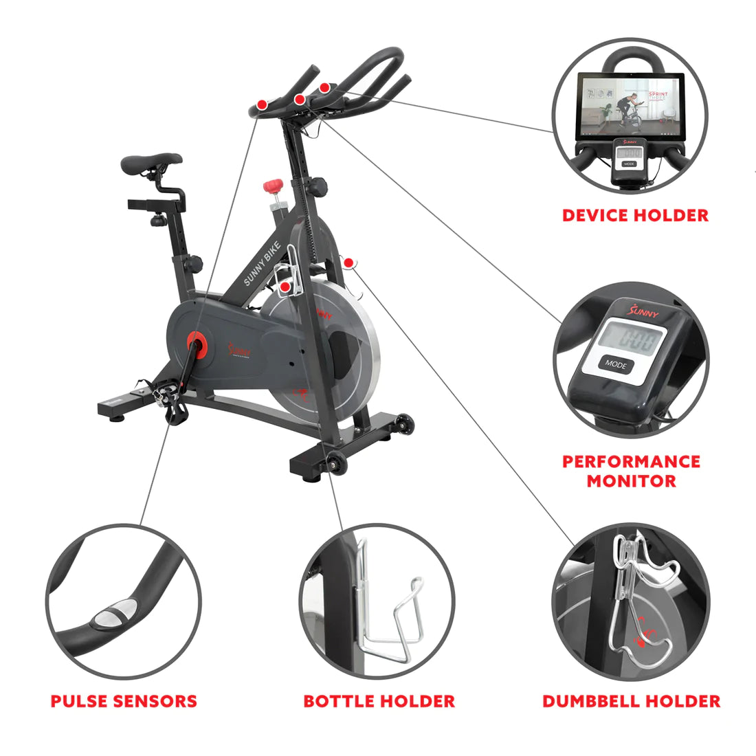 Sunny Health & Fitness Pro II Magnetic Indoor Cycling Bike - SF-B1964