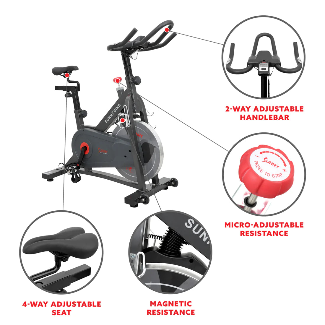 Sunny Health & Fitness Pro II Magnetic Indoor Cycling Bike - SF-B1964