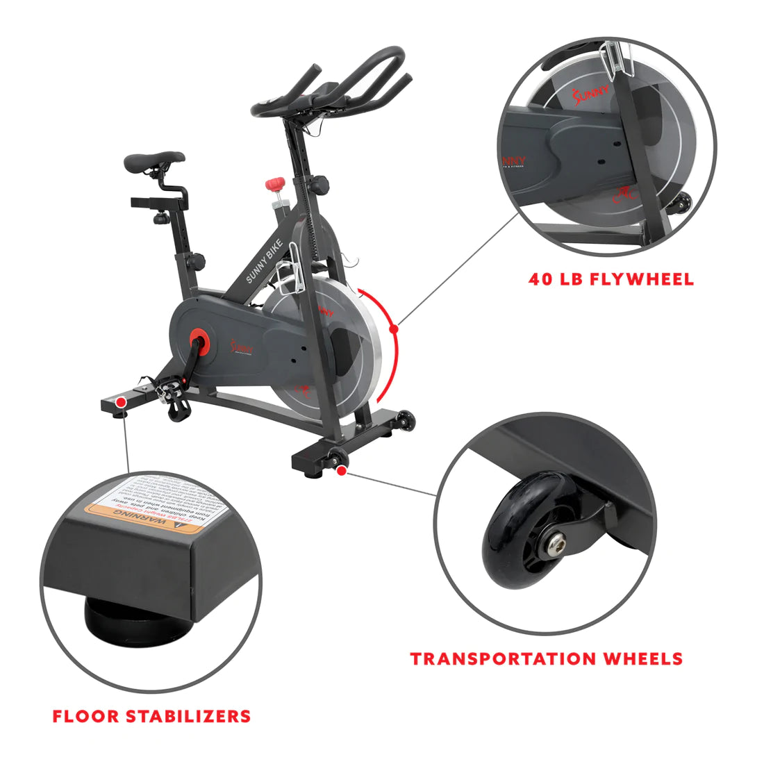 Sunny Health & Fitness Pro II Magnetic Indoor Cycling Bike - SF-B1964