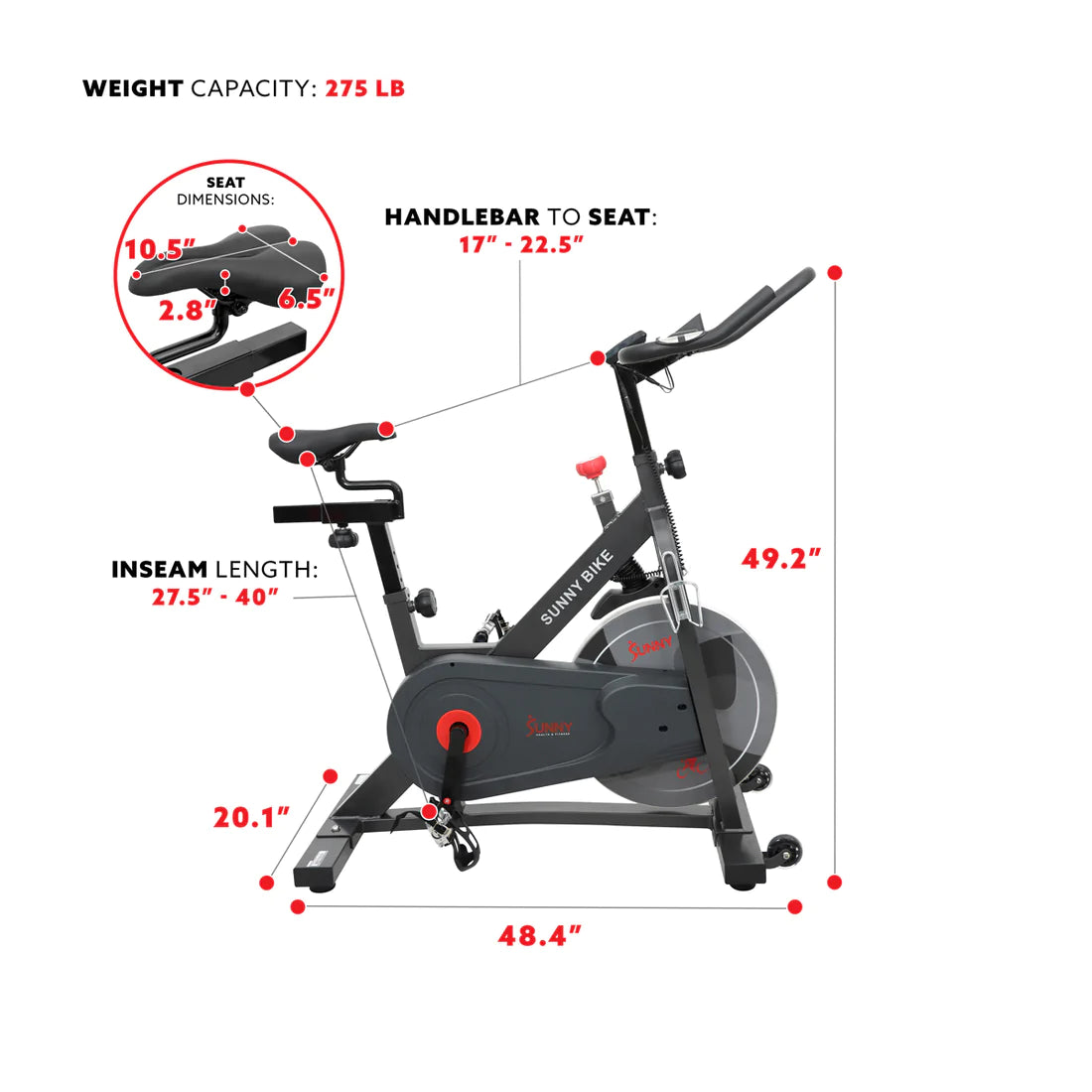 Sunny Health & Fitness Pro II Magnetic Indoor Cycling Bike - SF-B1964