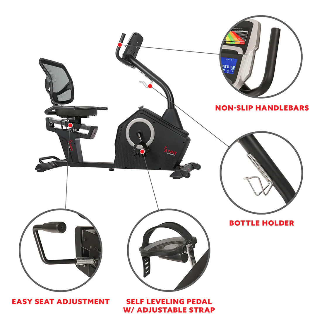 Sunny Health & Fitness Programmable Recumbent Bike SF-RB4850