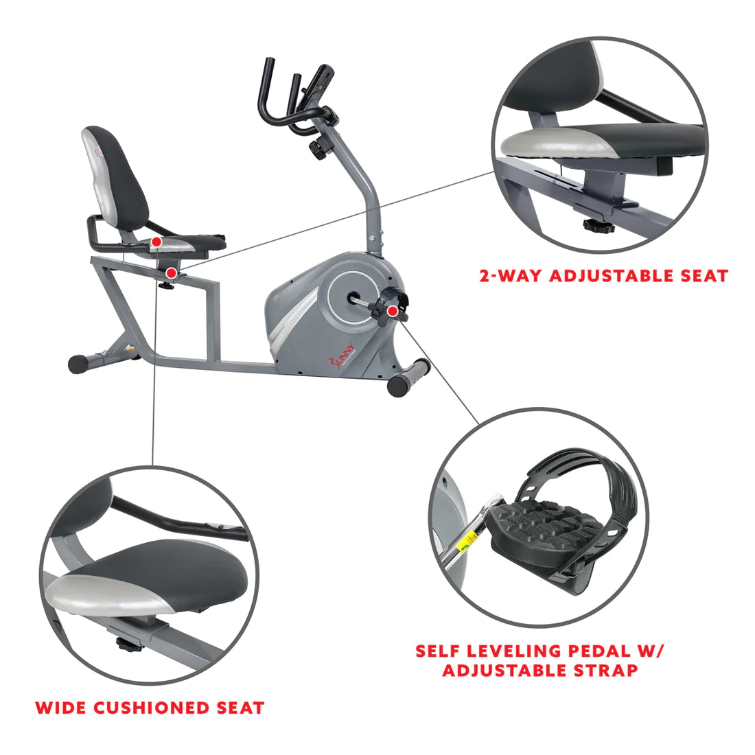 Sunny Health & Fitness Magnetic Recumbent Bike - SF-RB4876