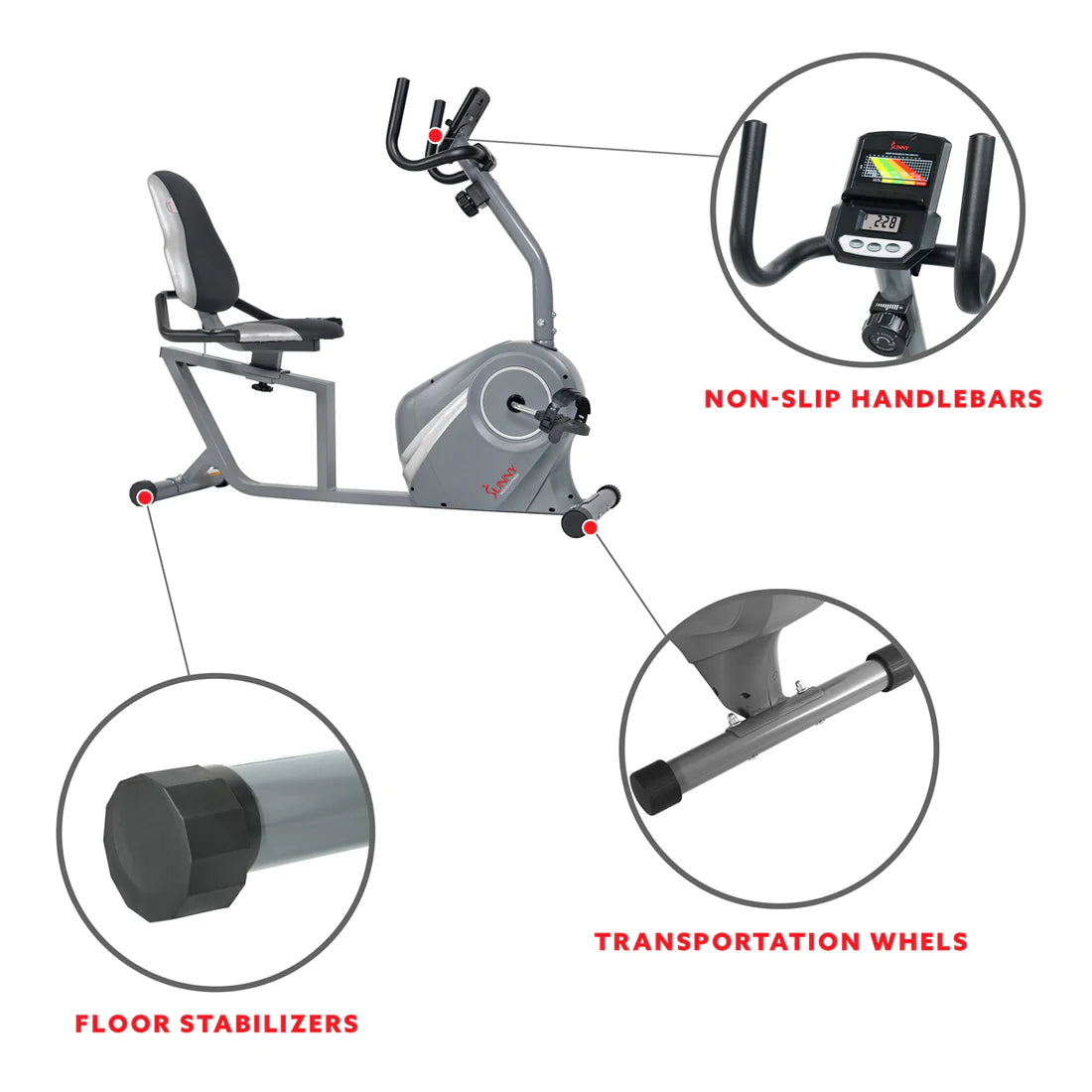 Sunny Health & Fitness Magnetic Recumbent Bike - SF-RB4876