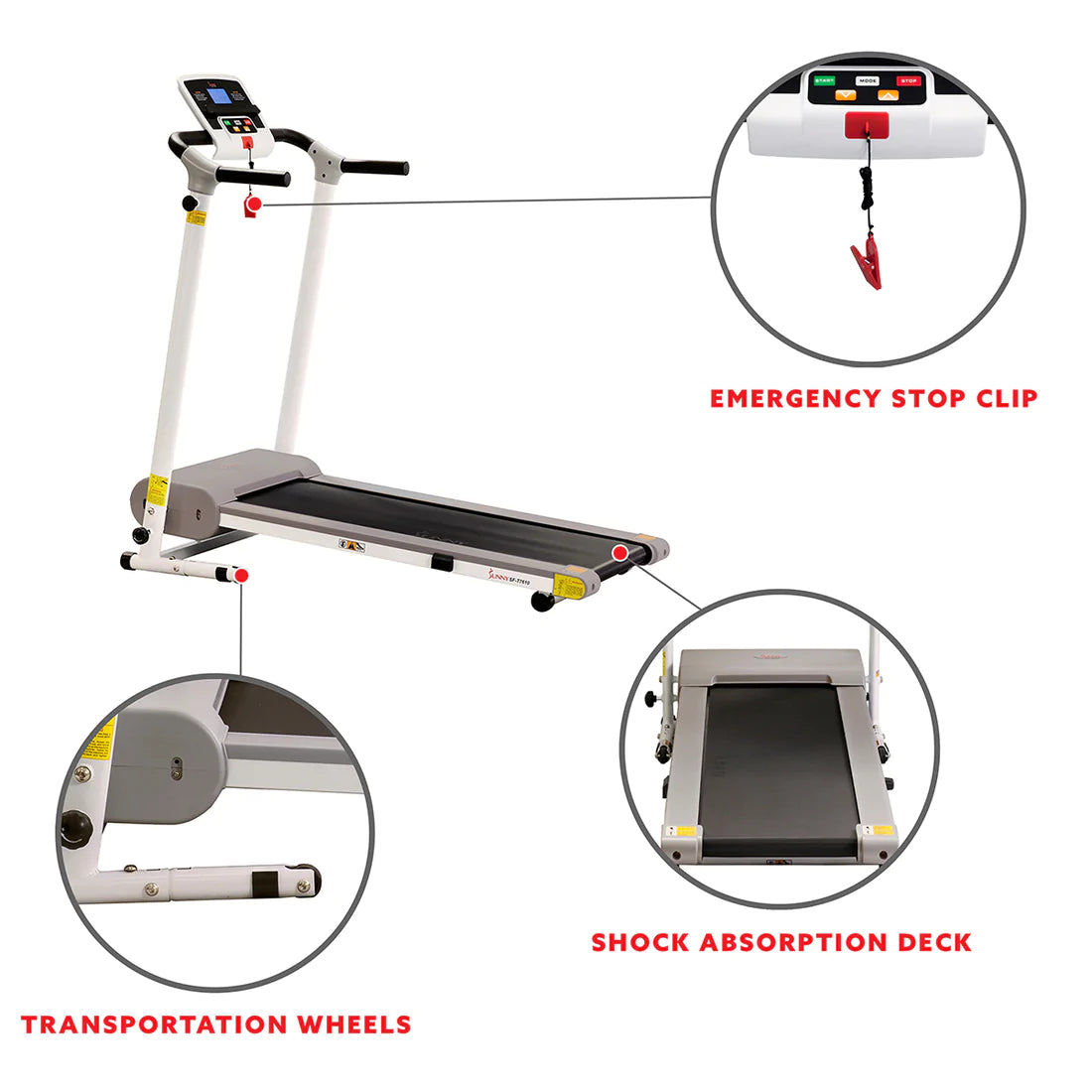 Sunny Health & Fitness SF-T7610 Easy Assembly Folding Treadmill