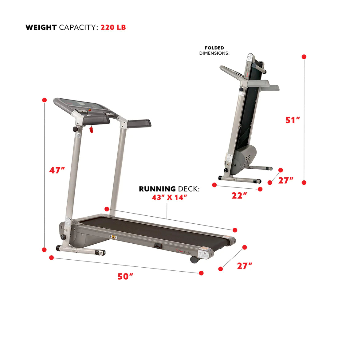 Sunny Health & Fitness Foldable Walking Treadmill SF-T7942