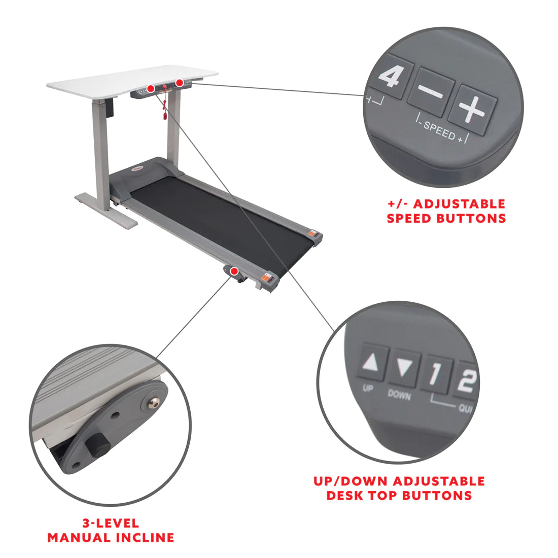 Sunny Health & Fitness Treadmill with Detachable Automated Desk - SF-TD7884