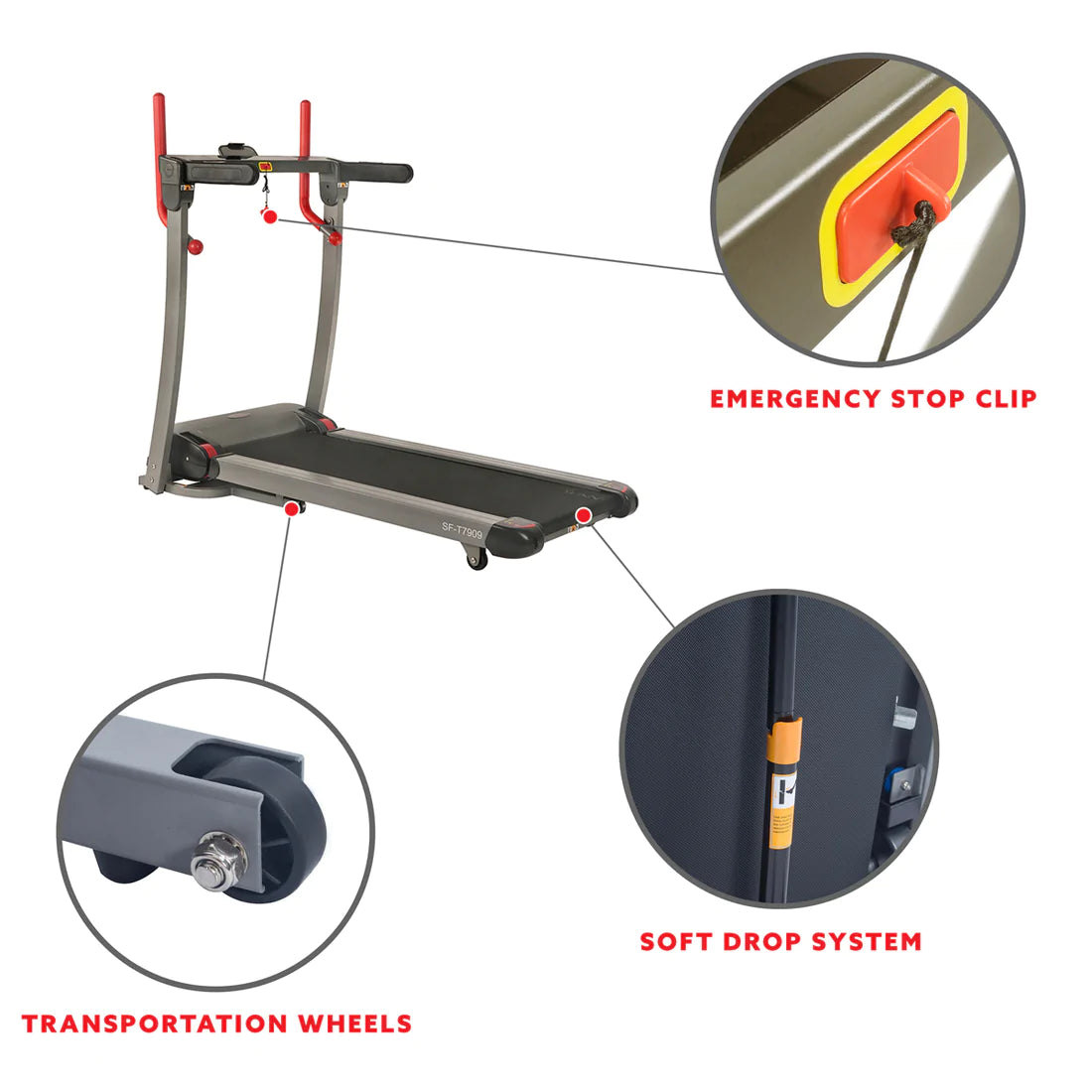 Sunny Health & Fitness Incline Treadmill with Bluetooth Speakers and USB Charging Function - SF-T7909