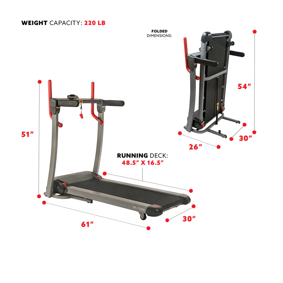 Sunny Health & Fitness Incline Treadmill with Bluetooth Speakers and USB Charging Function - SF-T7909