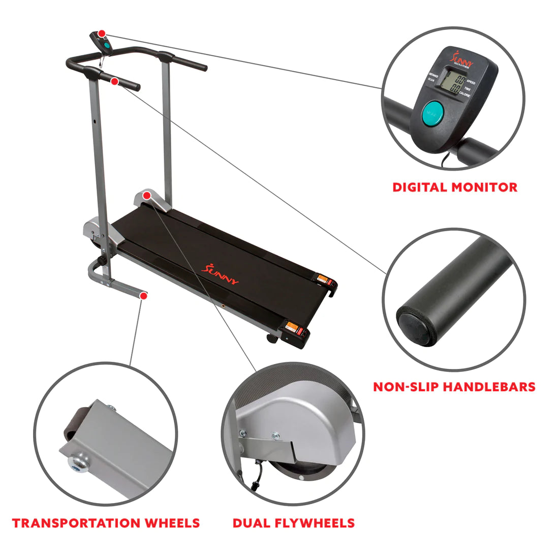 Sunny Health & Fitness SF-T1407M Manual Walking Treadmill