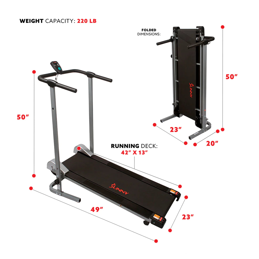 Sunny Health & Fitness SF-T1407M Manual Walking Treadmill