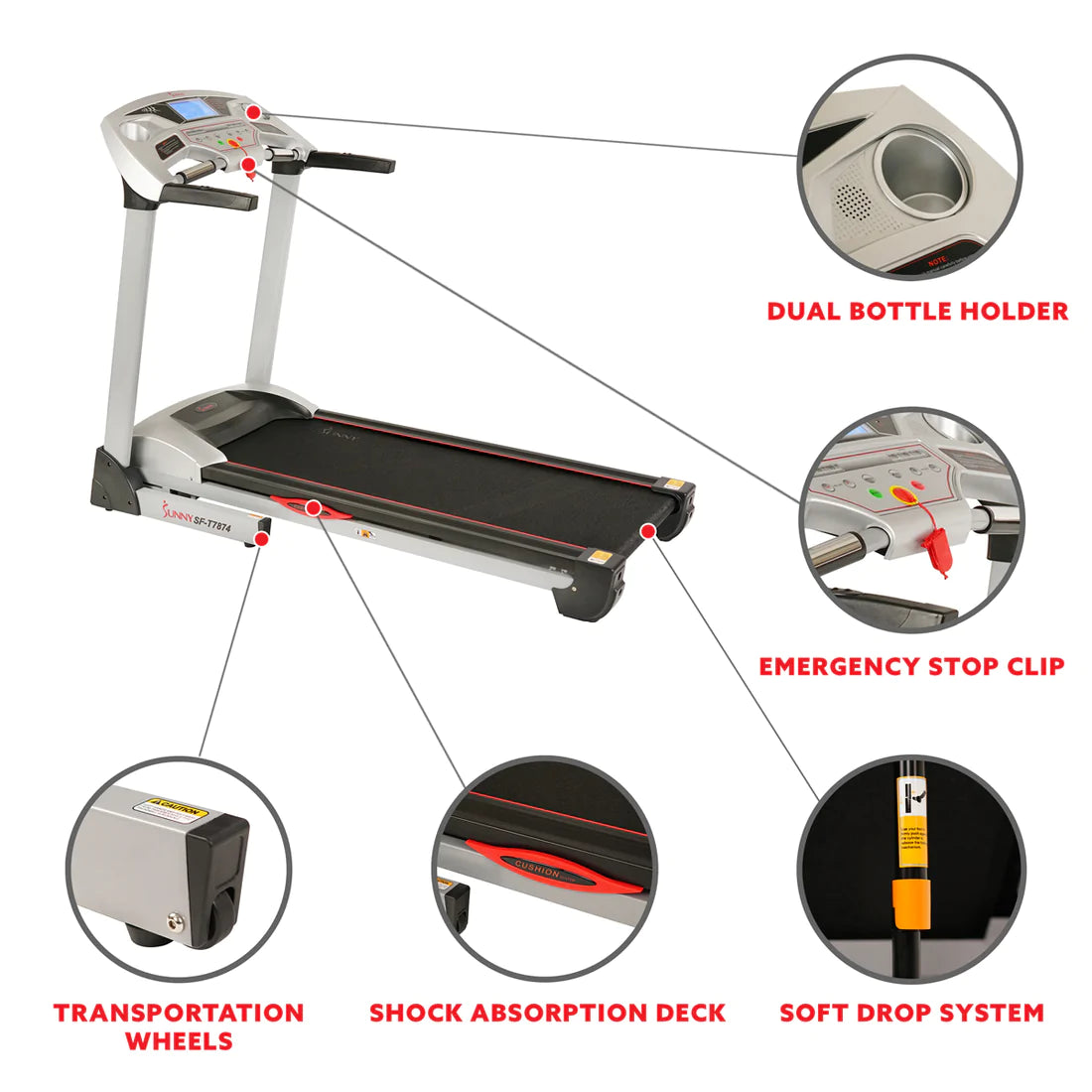 Sunny Health & Fitness Performance Treadmill with Auto Incline SF-T7874