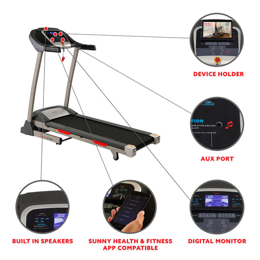 Sunny Health & Fitness Portable Treadmill with Auto Incline SF-T7705