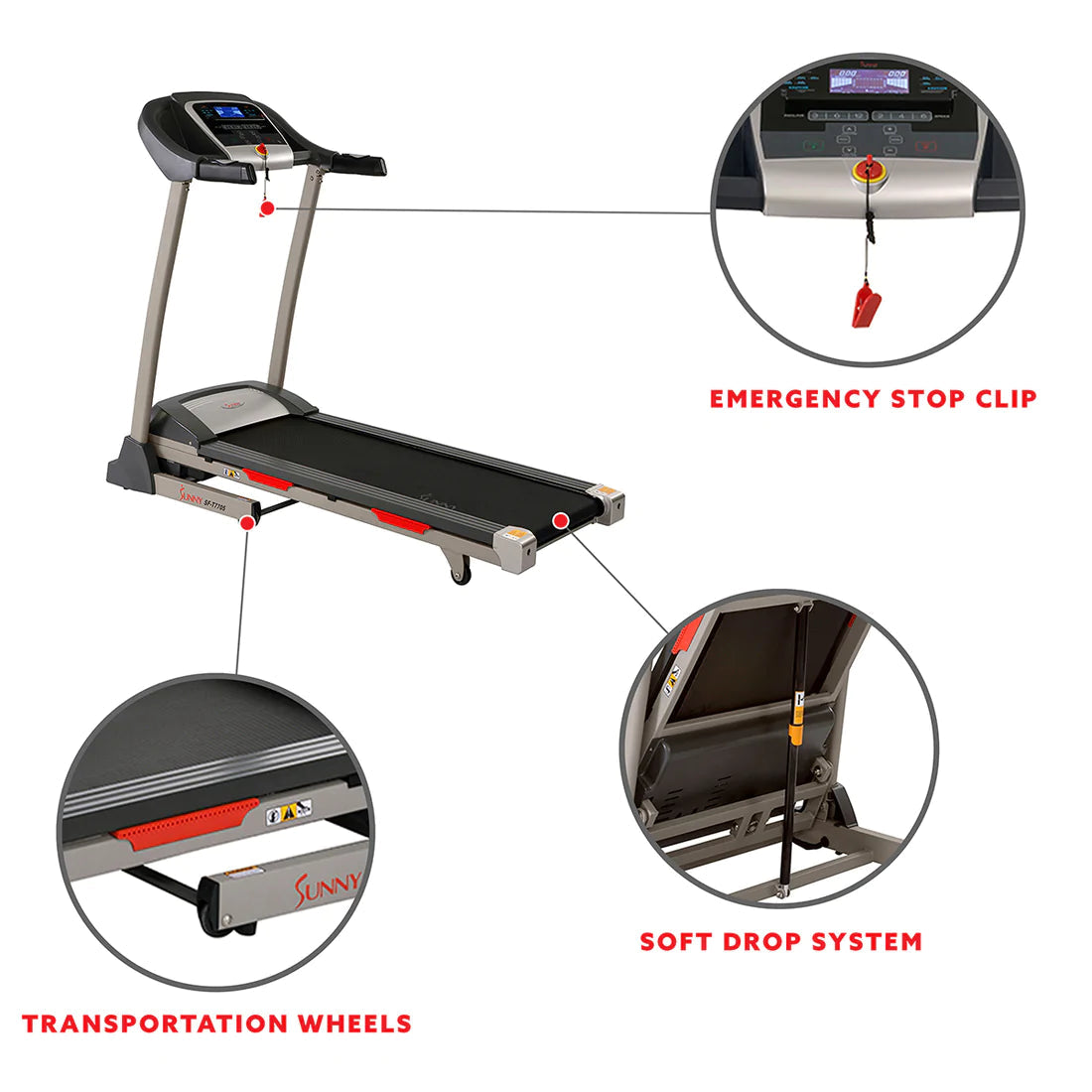 Sunny Health & Fitness Portable Treadmill with Auto Incline SF-T7705