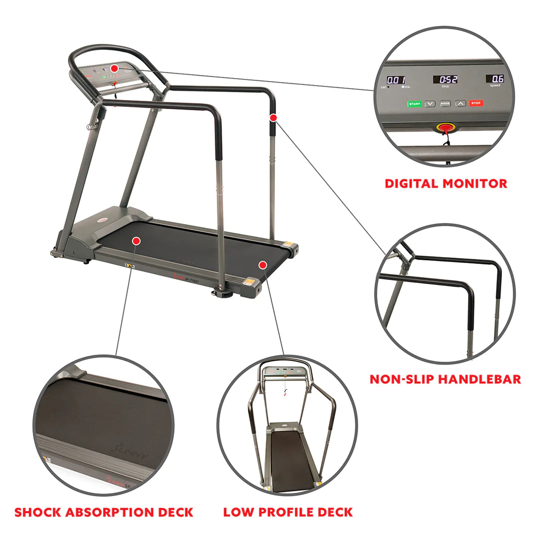 Sunny Health & Fitness Walking Treadmill with Handrail SF-T7857