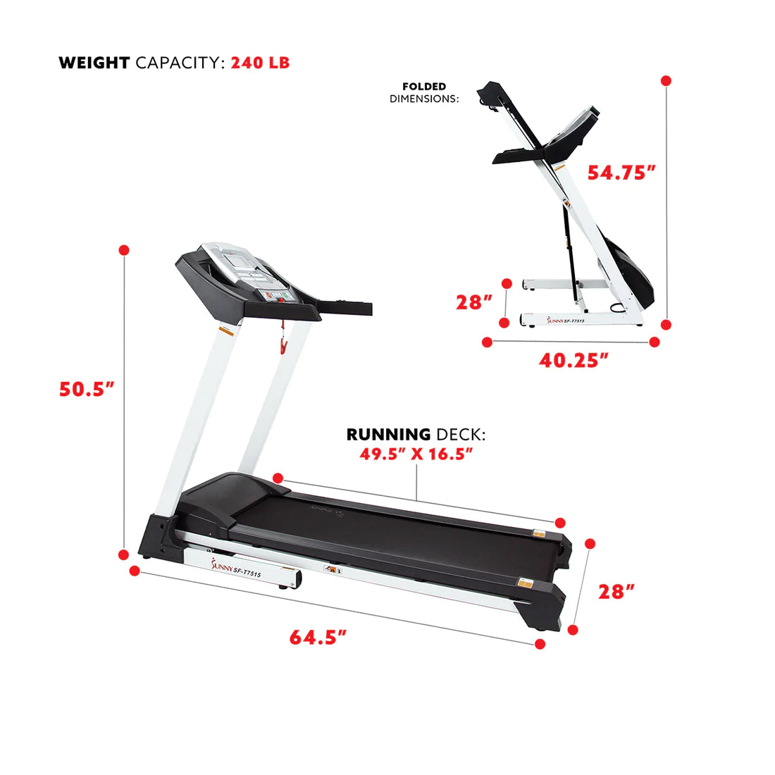 Sunny Health & Fitness SF-T7515 Smart Treadmill with Auto Incline, speakers, and Bluetooth