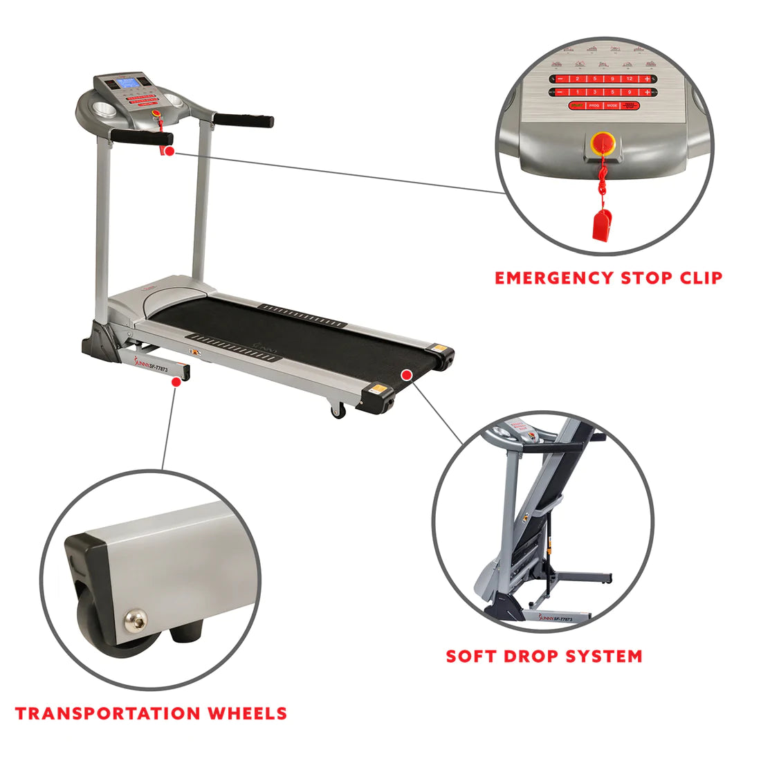 Sunny Health & Fitness High Weight Limit Treadmill with Auto Incline SF-T7873